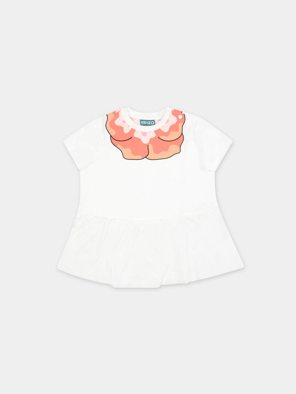 White casual dress for baby girl with poppy